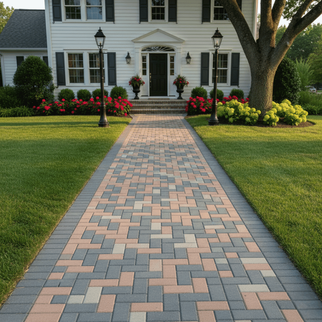 Plain paving stone edging