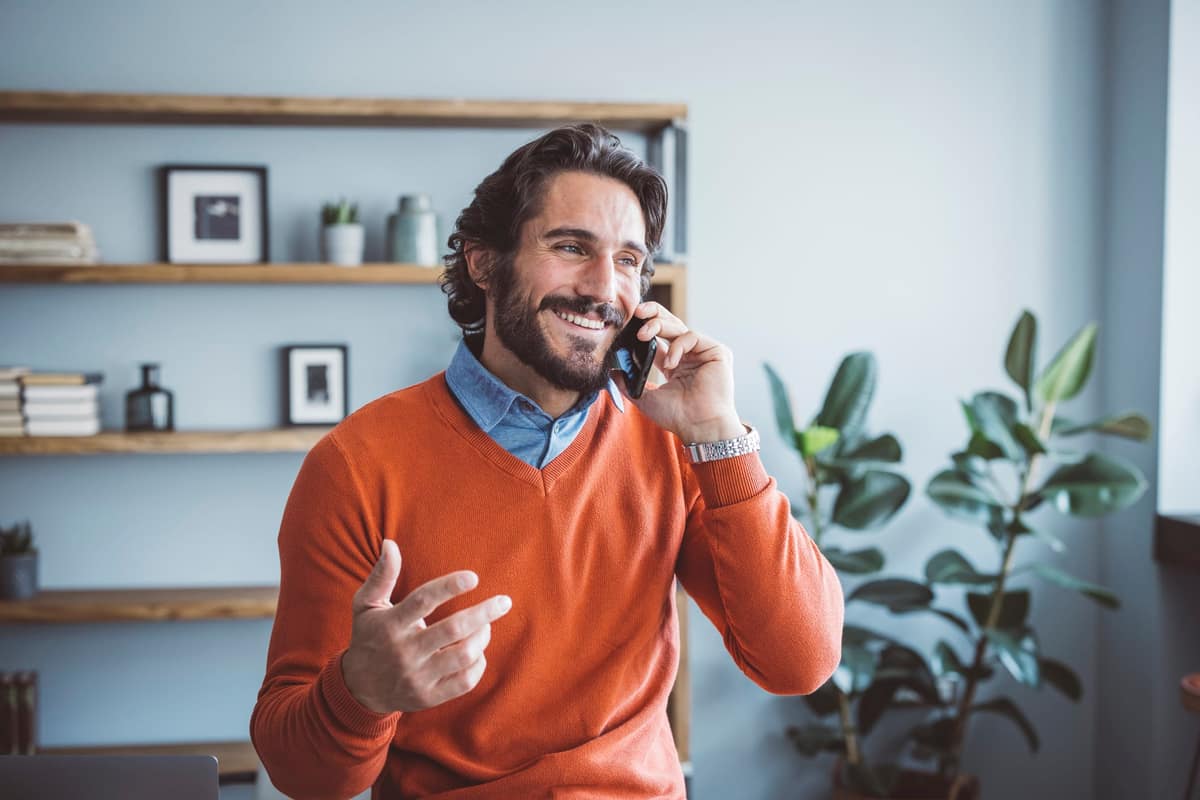 Property developer on the phone