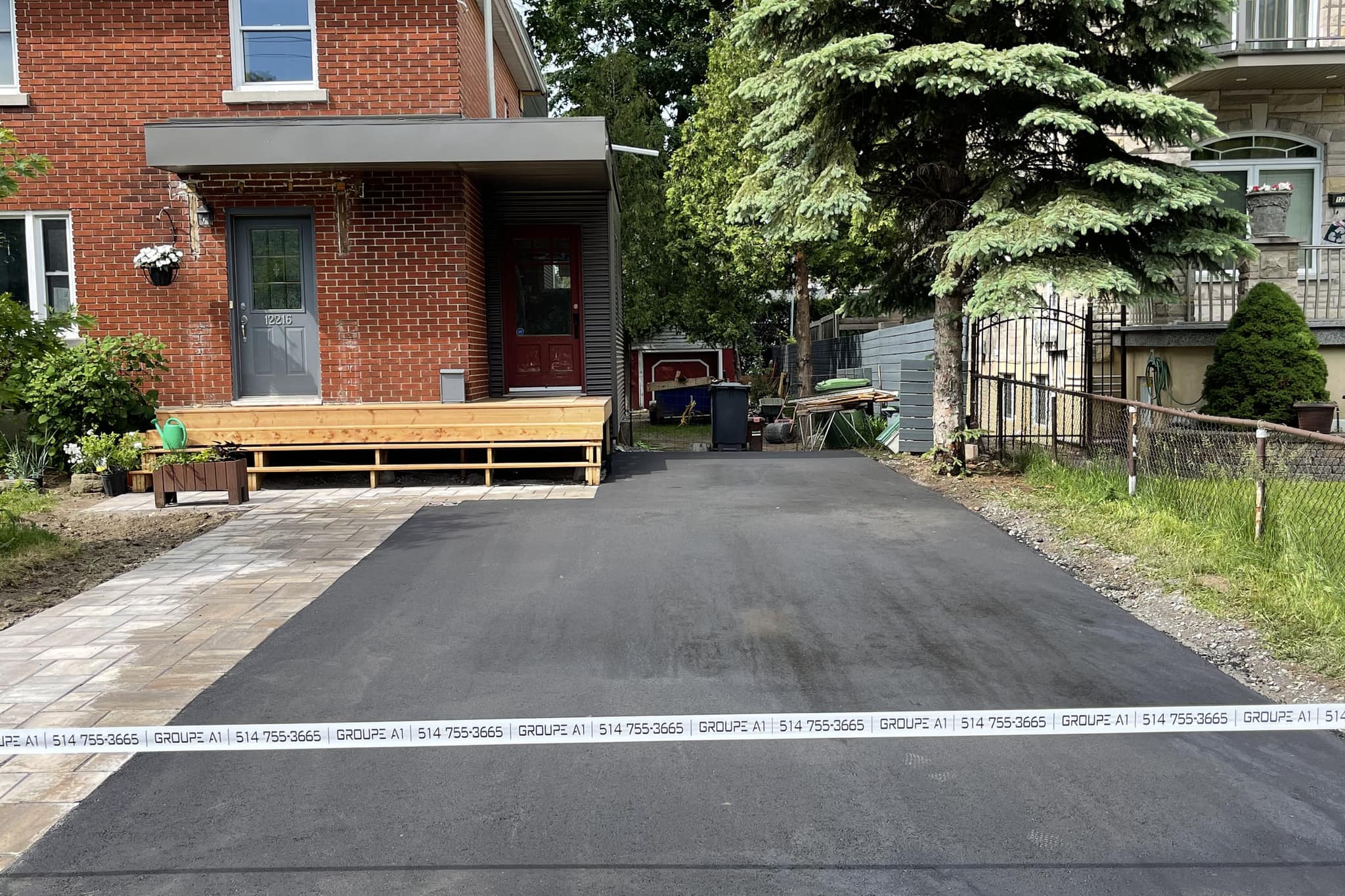 Freshly paved asphalt driveway