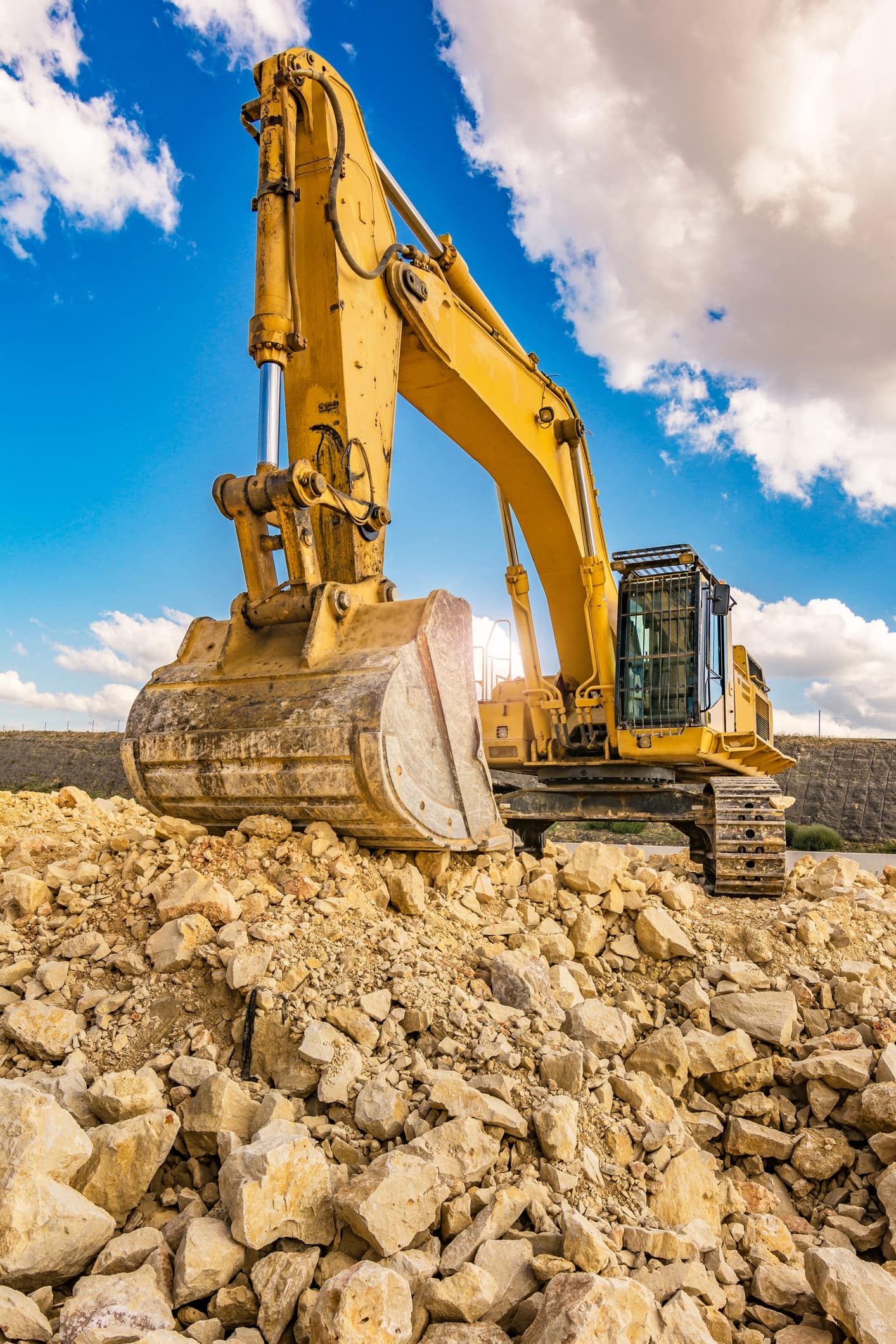 Outdoor quarry with heavy machinery